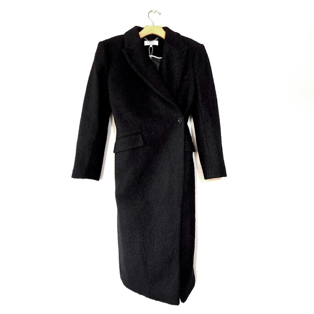 NEW L'Academie Boucle Wool Micha Long Coat Black Tailored Old Money Minimal XS - Picture 3 of 15